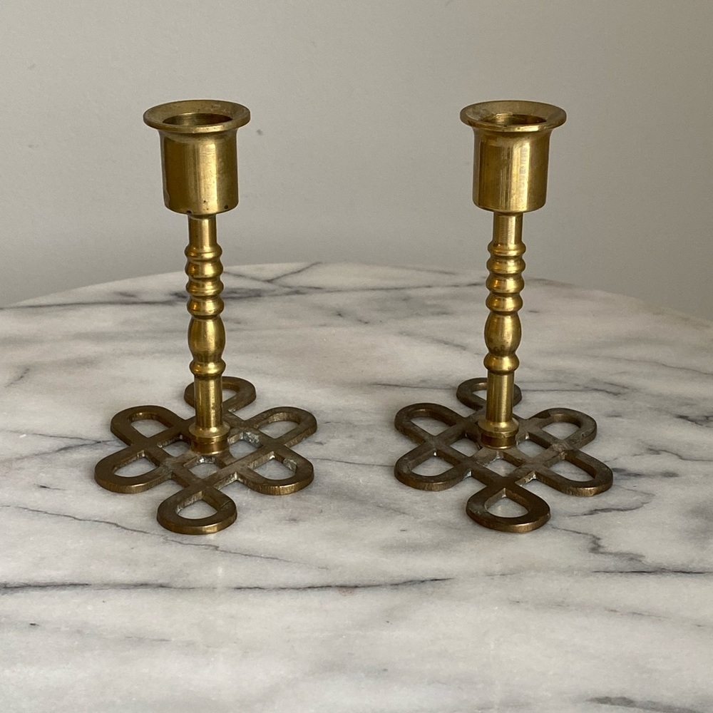 Vintage Brass Candlestick Set| MCM Decor| Retro Decor